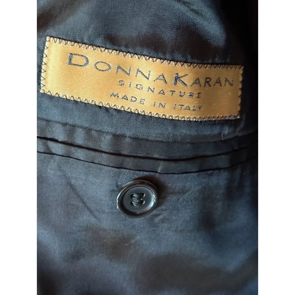 Donna Karan Signature Black Wool Tuxedo Made in Italy Formal Suit Approx 40R